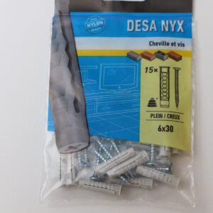 Cheville et vis 6x30 sac de 15