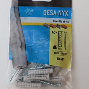 Cheville et vis 8x40 sac de 10