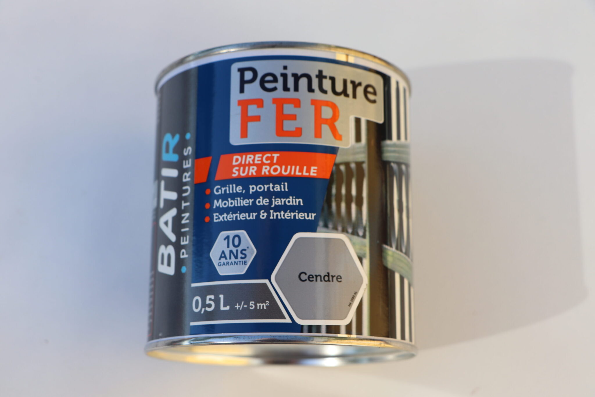 Peinture laque antirouille couleur Cendre pot de 0,5 L