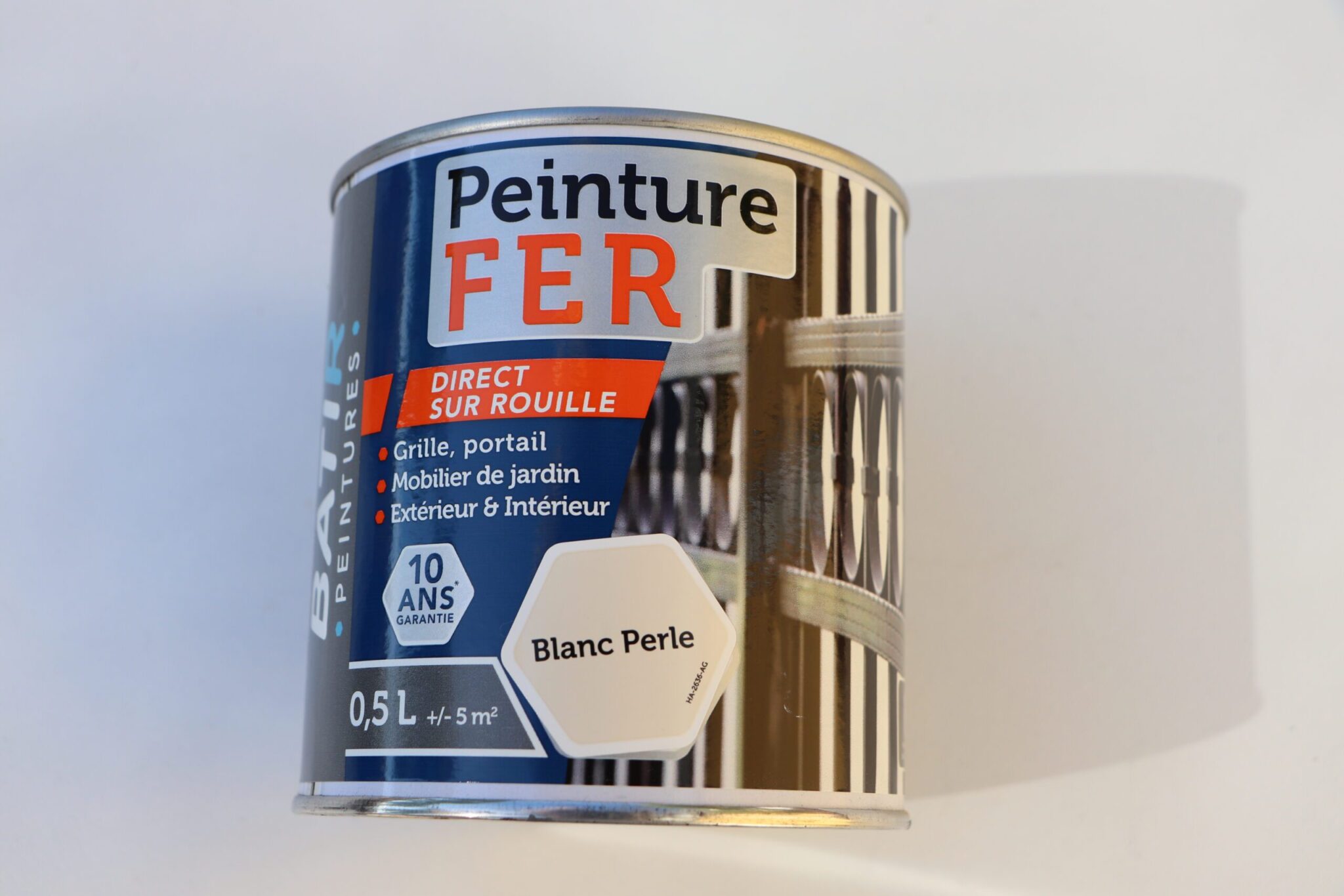 Peinture laque antirouille couleur Blanc perle brillant pot de 0,5 L