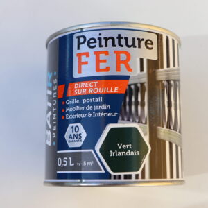 Peinture laque antirouille couleur Vert irlandais brillant pot de 0,5 L