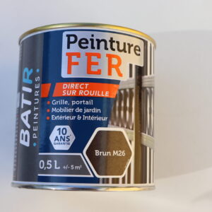 Peinture laque antirouille couleur Brun effet martelé pot de 0,5 L