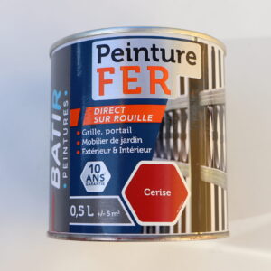 Peinture laque antirouille couleur Cerise pot de 0,5 L