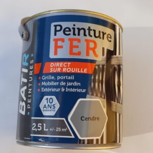 Peinture laque antirouille couleur Cendre brillant pot de 2,5 L
