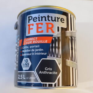Peinture laque antirouille couleur Gris anthracite brillant pot de 2,5 L