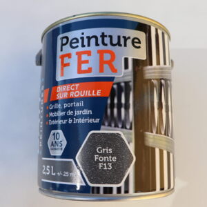 Peinture laque antirouille couleur Gris fonte pot de 2,5 L