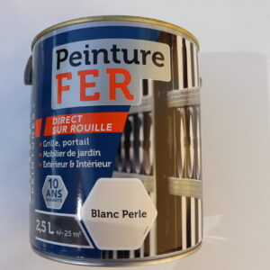 Peinture laque antirouille couleur Blanc perle brillant pot de 2,5 L
