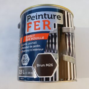 Peinture laque antirouille couleur Brun effet martelé pot de 2,5 L